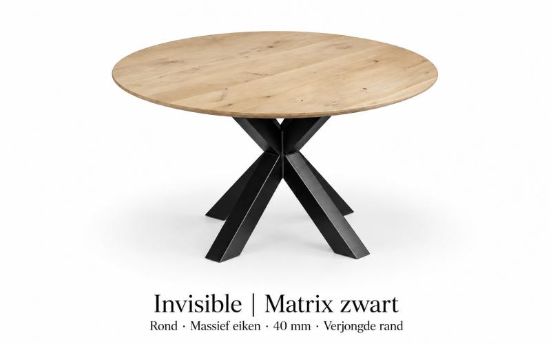 Ronde eiken eettafel 4 cm met verjongde rand &ndash; stel zelf samen